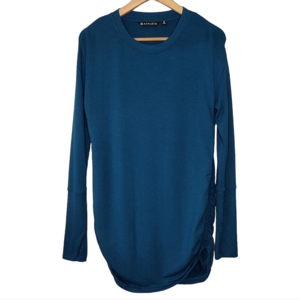 Athleta Runched Sides Knit Long Sleeve Pullover Tunic Top